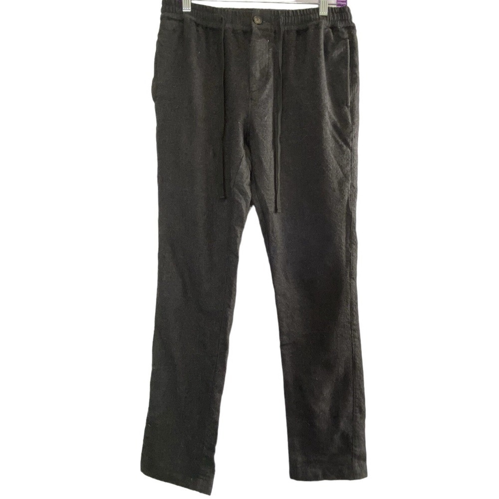 J CREW Men Wool Stretch Elastic Drawstring Zip Button Pants Sz 29x32 Gray 77-43